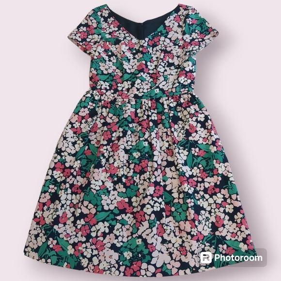 NWOT BROOKS BROTHERS Floral Cotton Waffle Textured Dress, Fully Lined, Size 8 - Picture 1 of 8